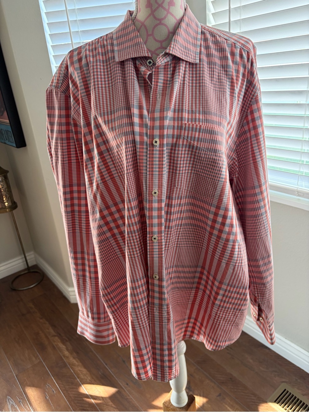 Tommy Bahama Red and White Plaid Button-Down Shirt